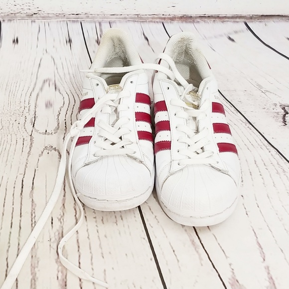 adidas superstar white red stripes